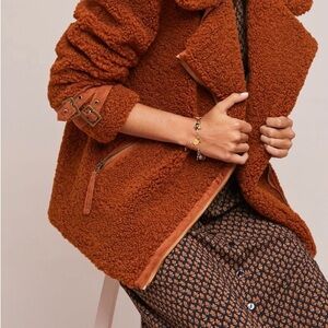 Cozy Burnt Orange Teddy Jacket for Women